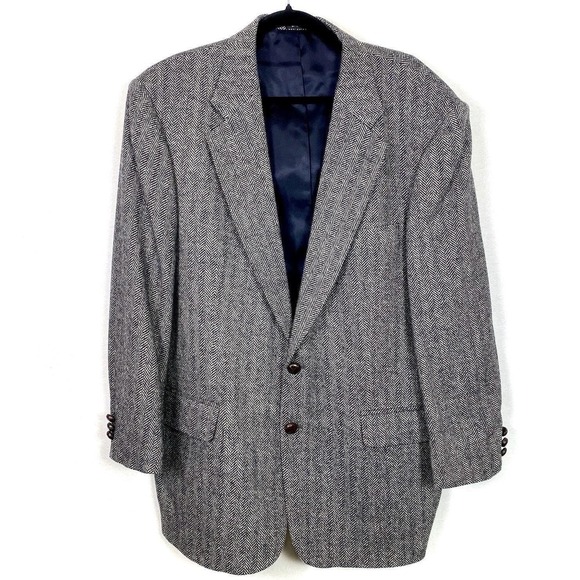deansgate Other - VTG Deansgate 42R Blazer Gray Herringbone Tweed Lambswool Suit Jacket Sport Coat